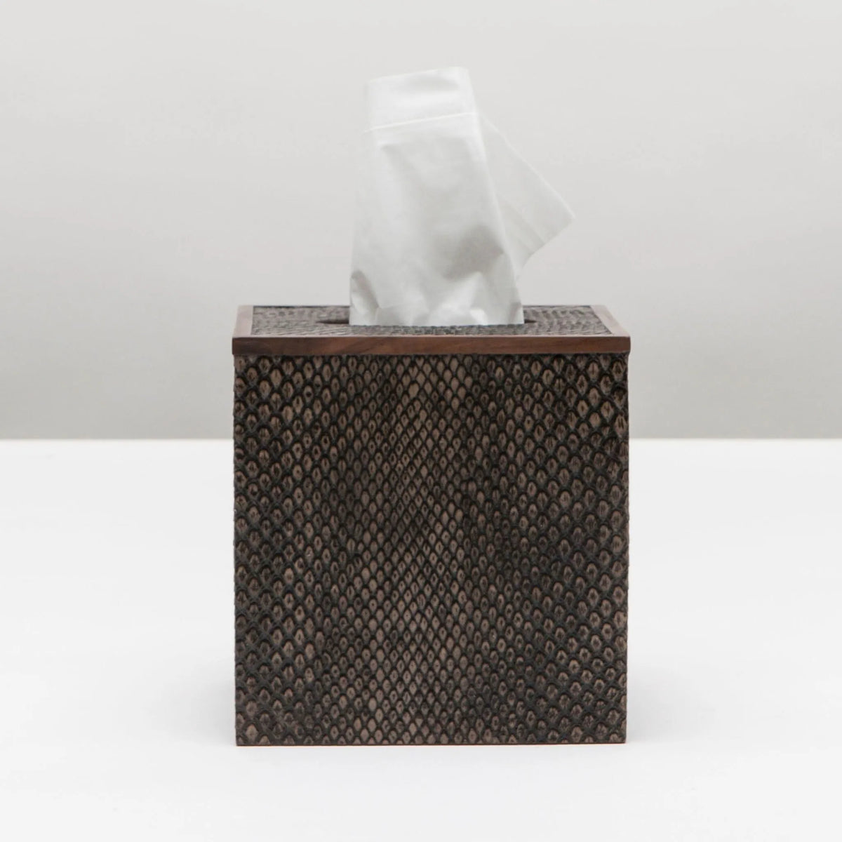 Pigeon and Poodle - PP000633 - Goa Tissue Box - Goa - Dark Mushroom Faux Boa