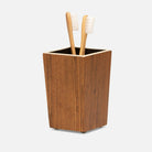 Pigeon and Poodle PP004580 Harper Brush Holder in Dark Teak Veneer with Faux Bone