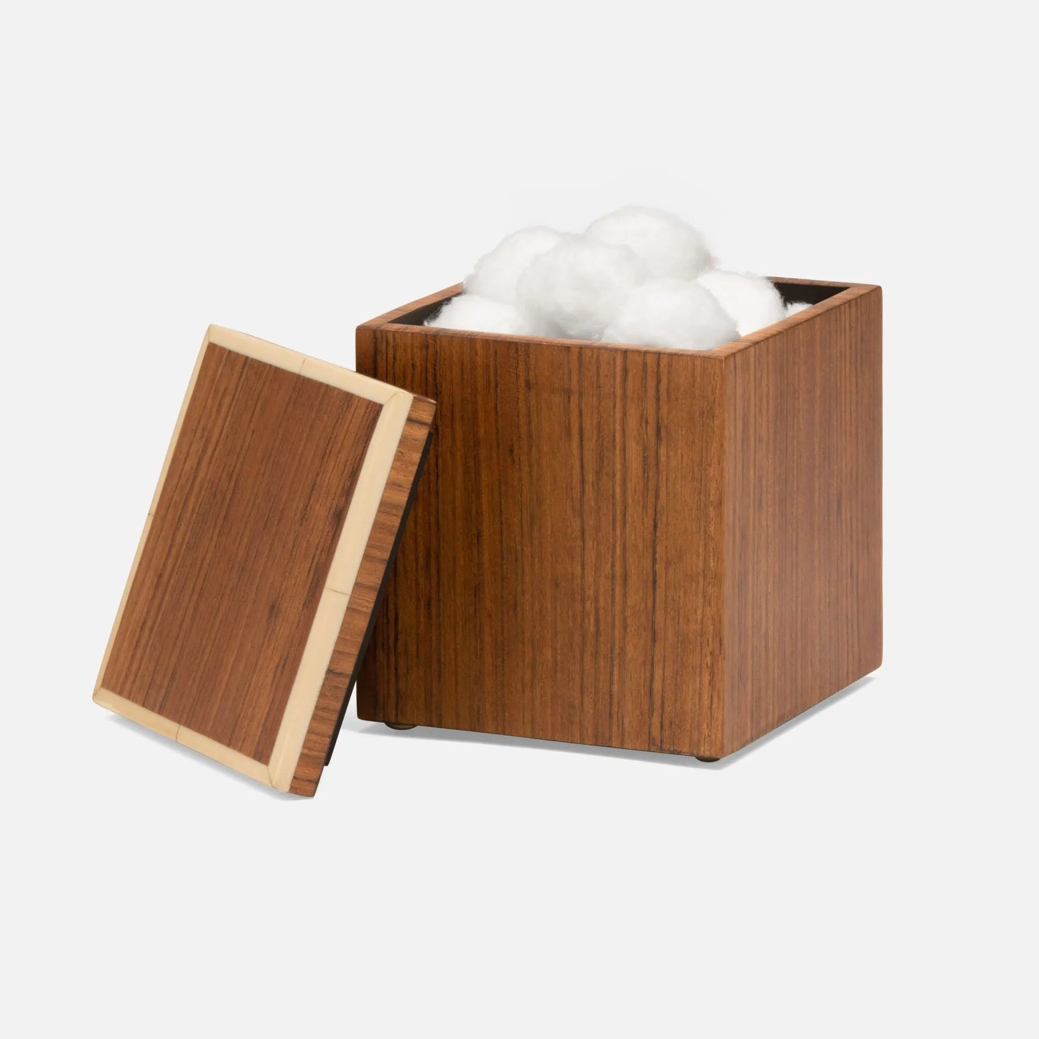 Pigeon and Poodle PP004581 Harper Bath Canister in Dark Teak Veneer with Faux Bone