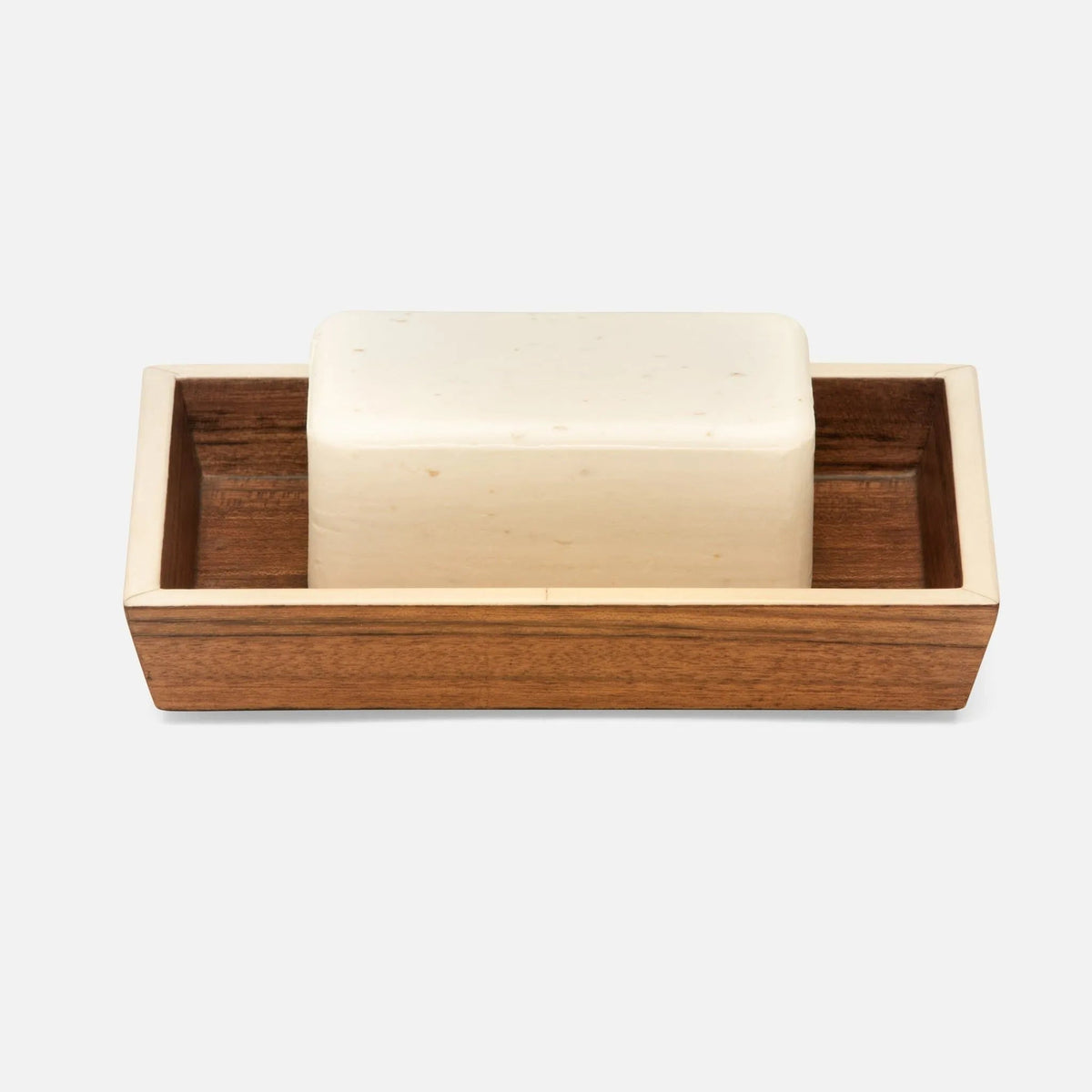 Pigeon and Poodle PP004584 Harper Soap Dish in Dark Teak Veneer with Faux Bone