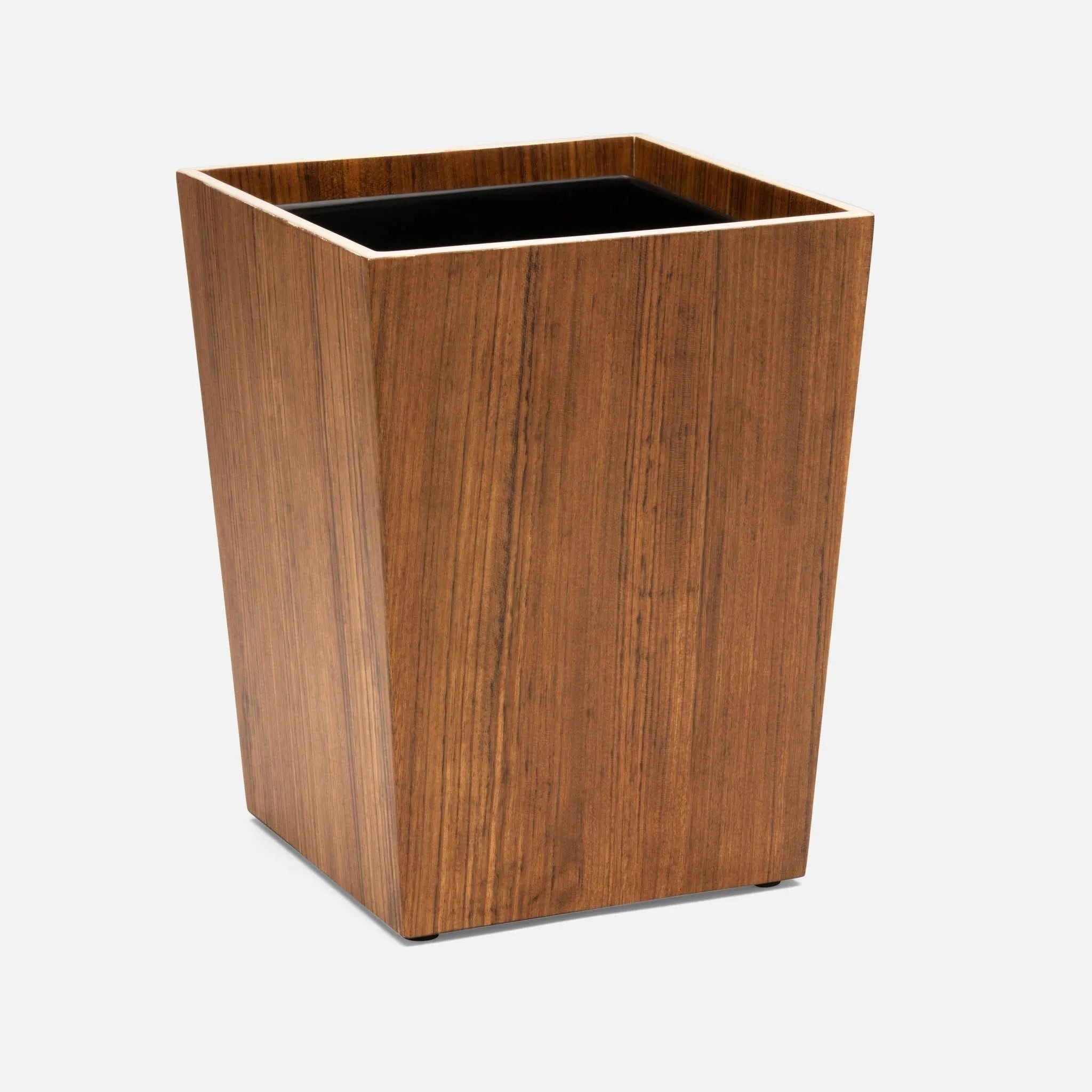 Pigeon and Poodle PP004586 Harper Wastebasket (Square) in Dark Teak Veneer with Faux Bone
