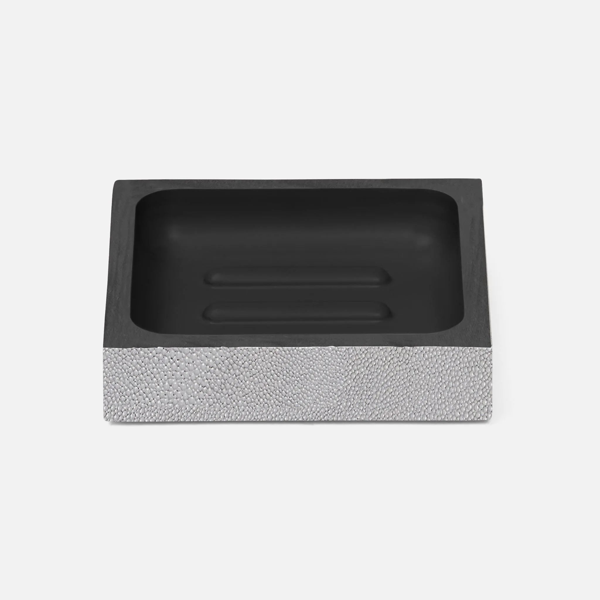 Porte-savon carré Manchester de Pigeon and Poodle PP000927, gris cendré, imitation galuchat réaliste