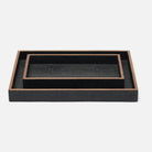 Ensemble de plateaux Manchester PP005215 de Pigeon and Poodle (25,4 cm L x 15,2 cm l x 3,8 cm H, 31,8 cm L x 24,1 cm l x 3,8 cm H) en similicuir galuchat noir réaliste