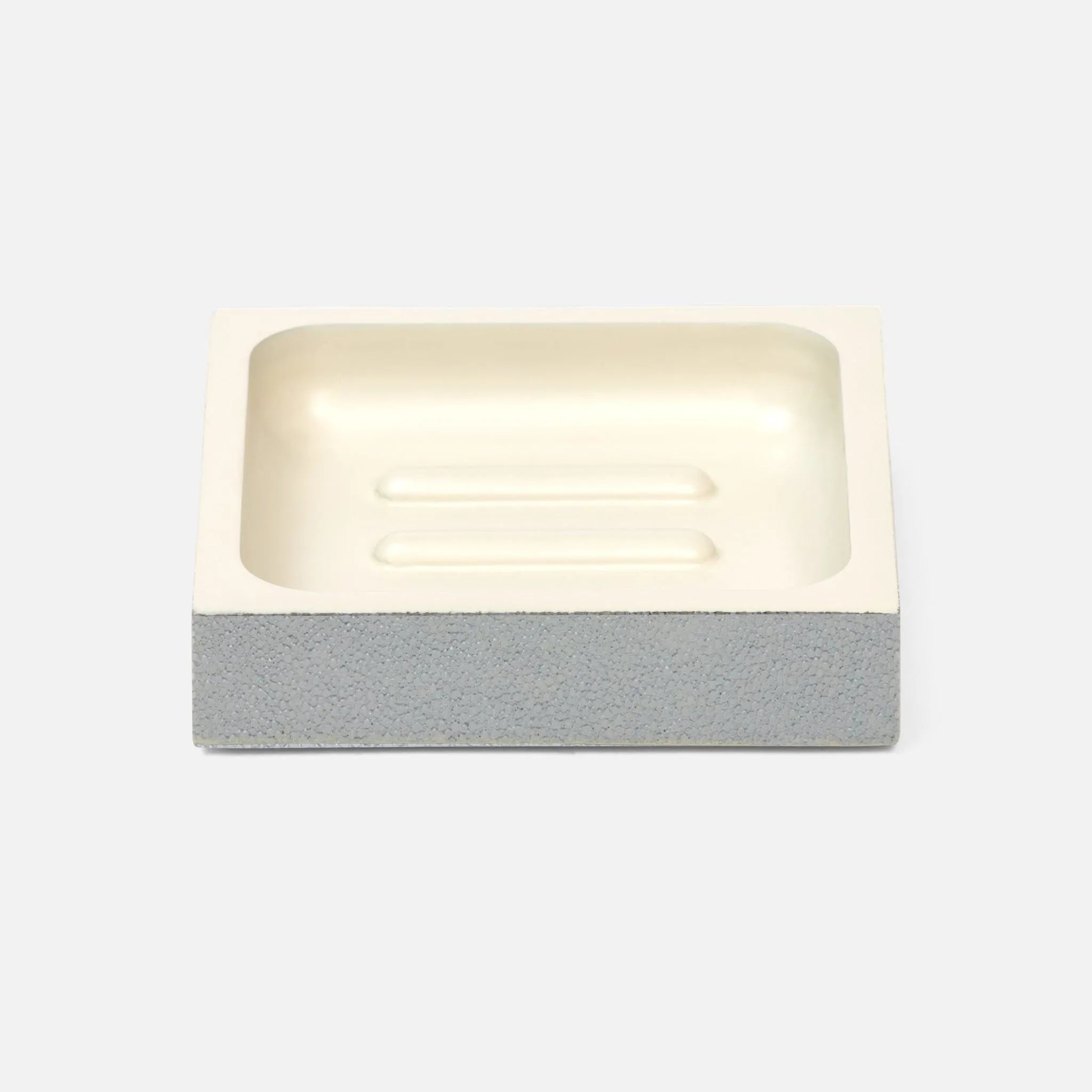 Porte-savon rectangulaire Manchester de Pigeon and Poodle PP000941, couleur gris nuage, imitation galuchat réaliste