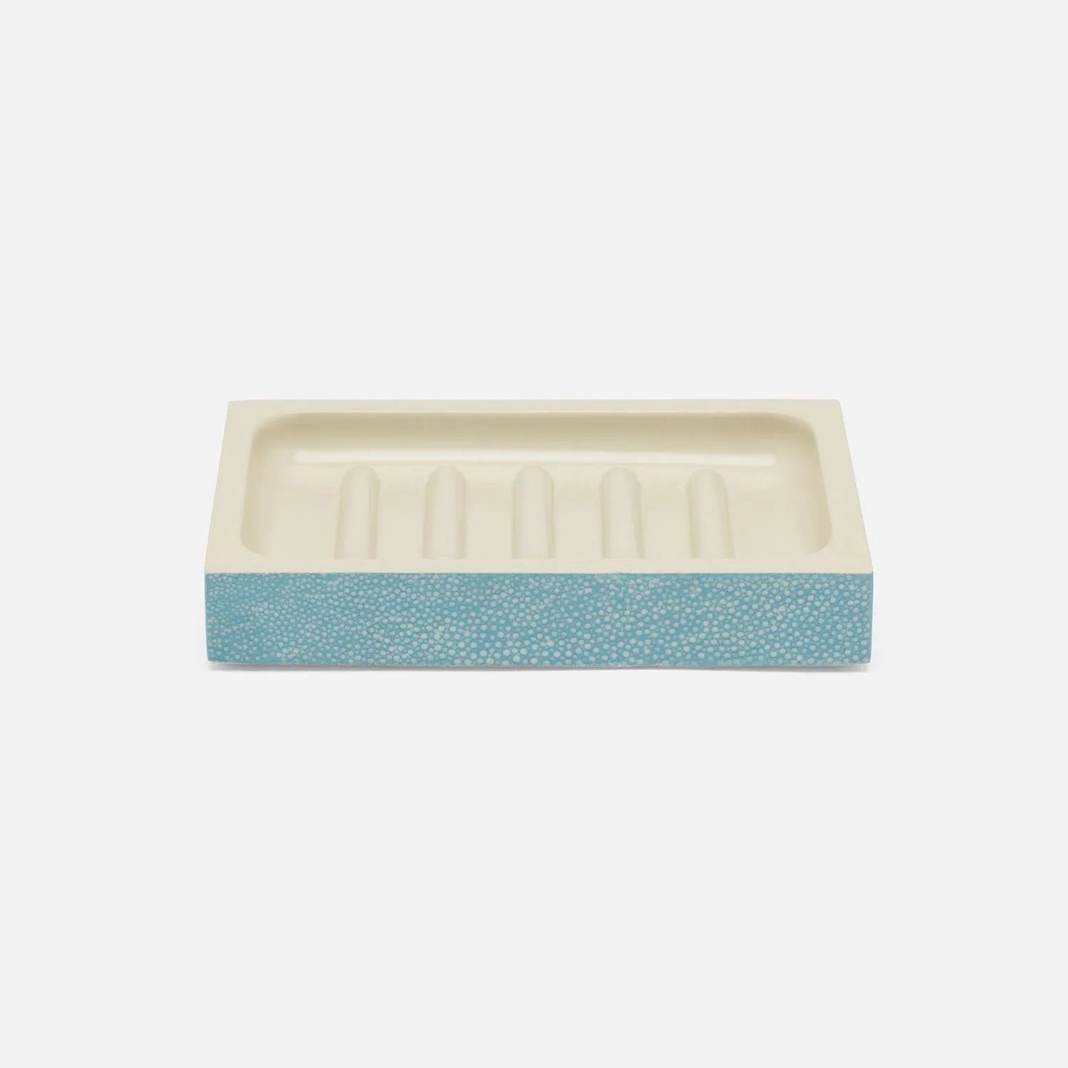 Porte-savon rectangulaire Manchester de Pigeon and Poodle PP007626, bleu poudré, imitation galuchat réaliste