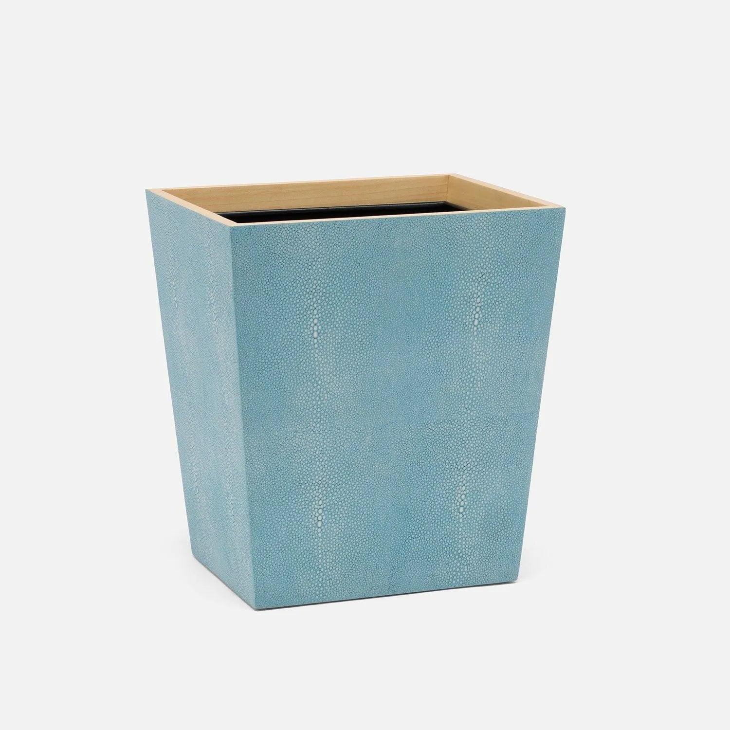 Corbeille à papier rectangulaire Manchester de Pigeon and Poodle PP007638, bleu poudré, imitation galuchat réaliste
