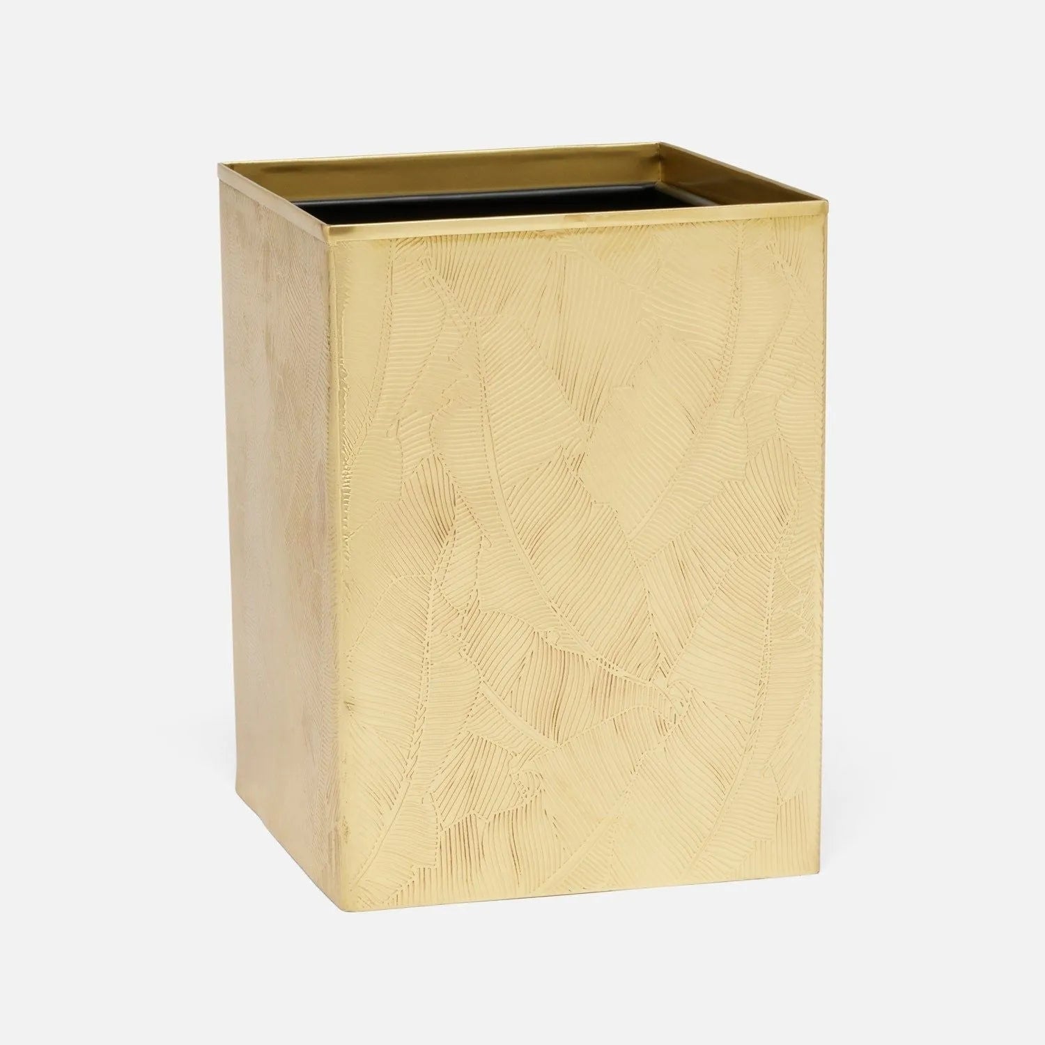 Pigeon and Poodle PP007065 Mancora Wastebasket (Square) in Shiny Brass Etched Brass