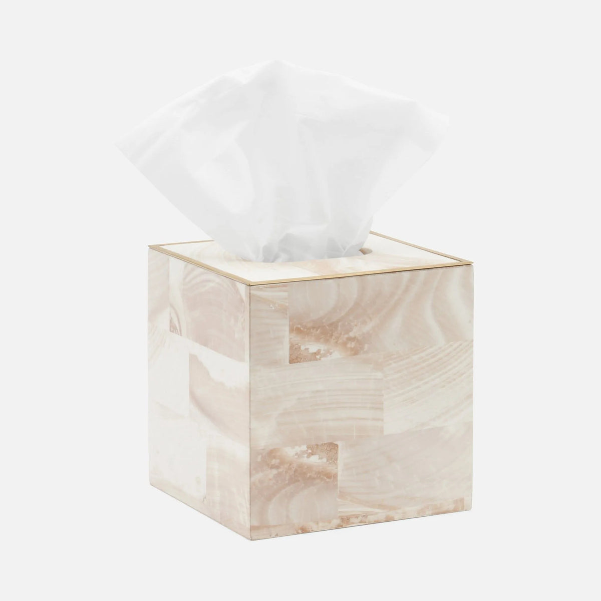 Pigeon and Poodle - PP005030 - Palermo II Tissue Box - Palermo - Natural Faux Clamstone with Brass