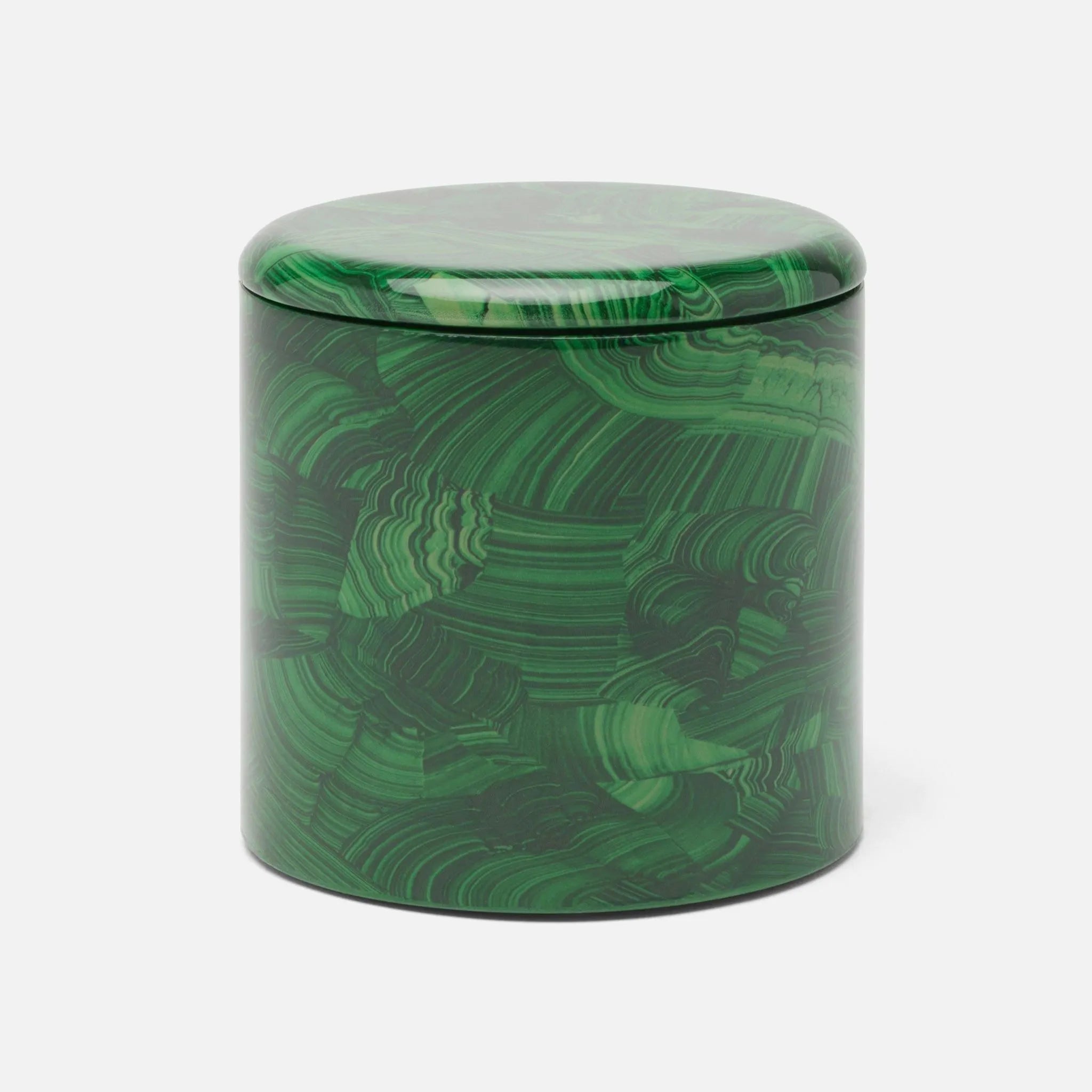 Pigeon and Poodle PP005237 Porter Bath Canister (4.5"D x 4.5"H) in Natural Gloss Faux Malachite