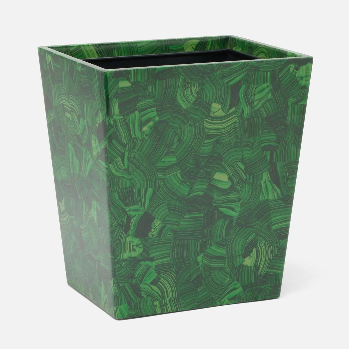 Pigeon and Poodle PP005248 Porter Wastebasket (Rectangular) in Natural Gloss Faux Malachite