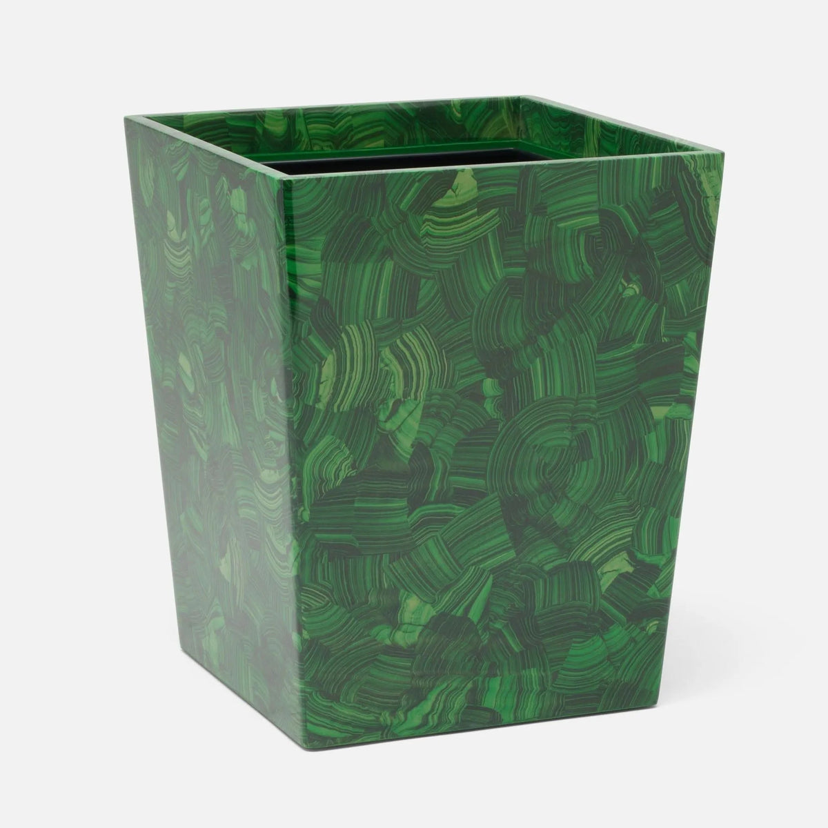 Pigeon and Poodle PP005249 Porter Wastebasket (Square) in Natural Gloss Faux Malachite