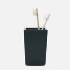 Pigeon and Poodle PP004572 Quincy Brush Holder in Matte Navy Lacquered Wood
