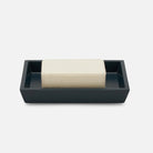 Pigeon and Poodle PP004576 Quincy Soap Dish in Matte Navy Lacquered Wood