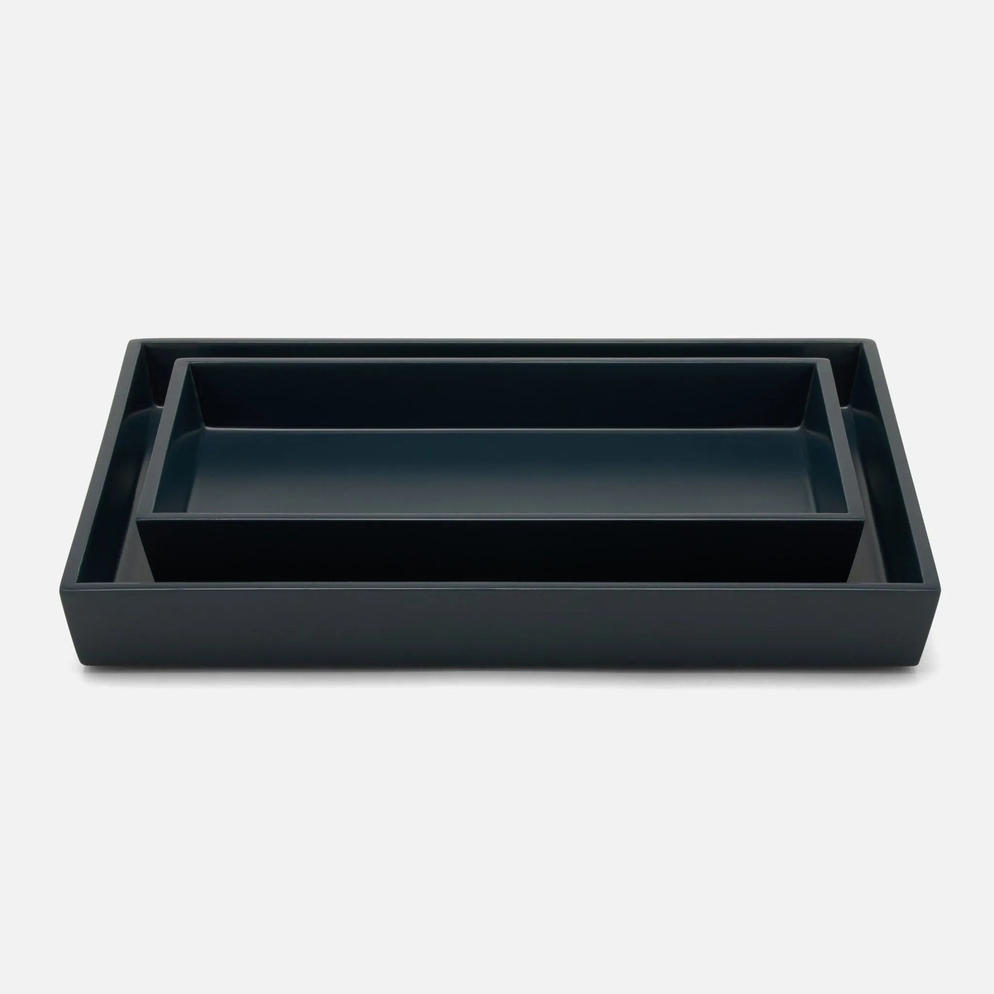 Pigeon and Poodle - PP004574 - Quincy Tray Set - Quincy - Matte Navy Lacquered Wood