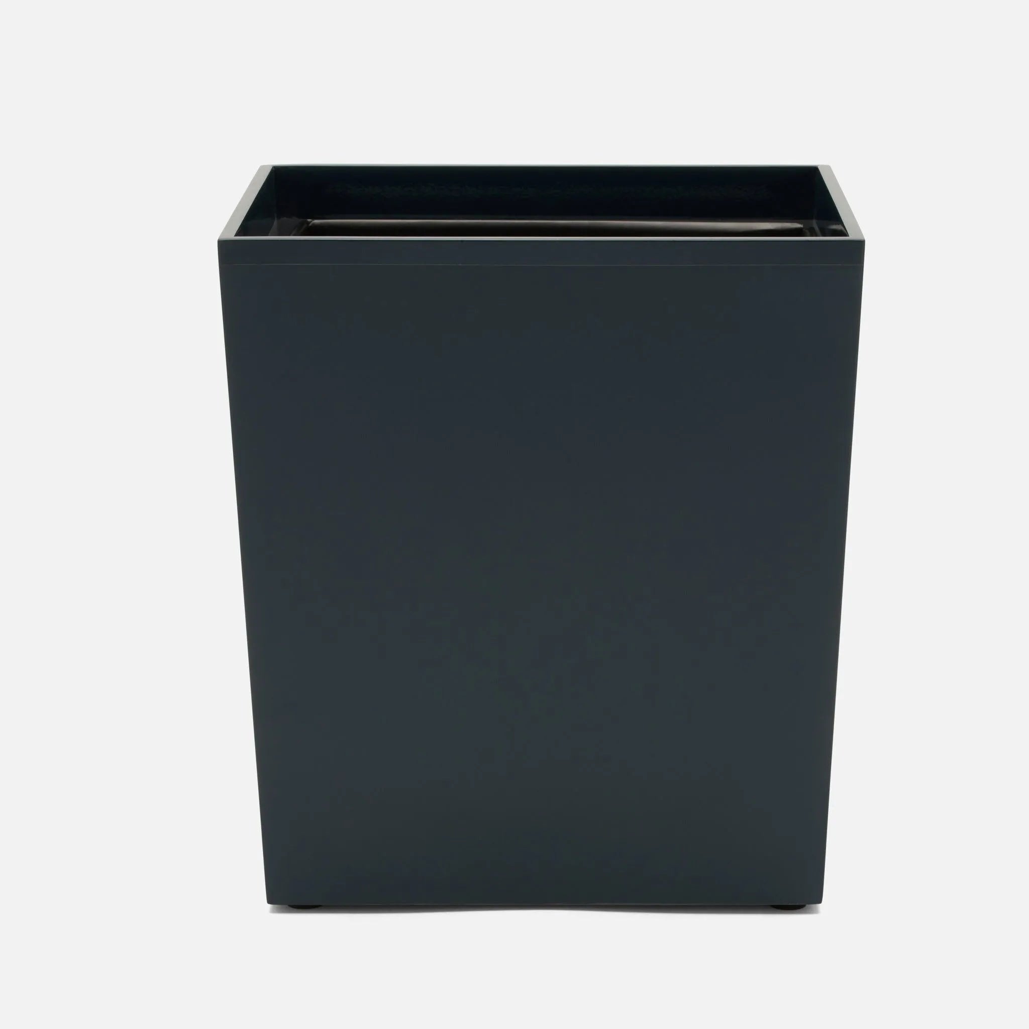 Pigeon and Poodle PP004579 Quincy Wastebasket (Rectangular) in Matte Navy Lacquered Wood