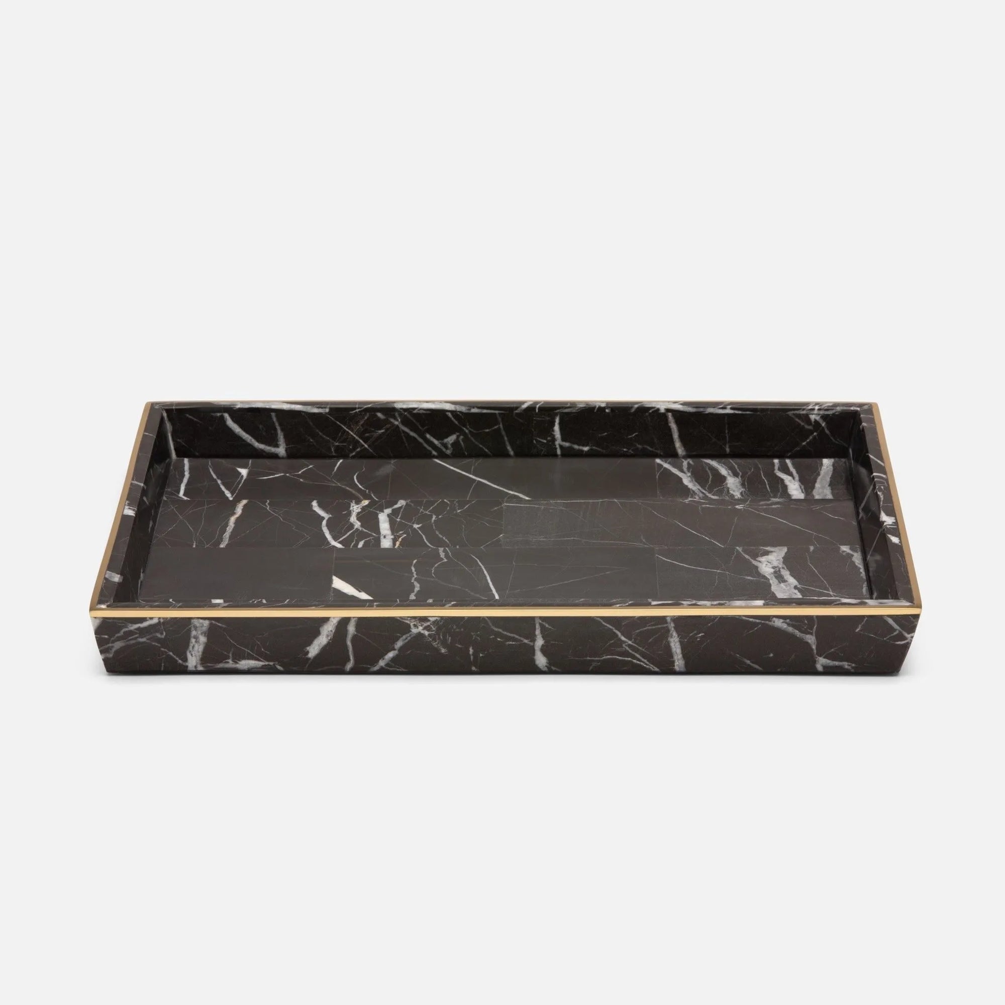 Pigeon and Poodle - PP004237 - Rhodes Tray - Rhodes - Nero Marble/Brass Metal