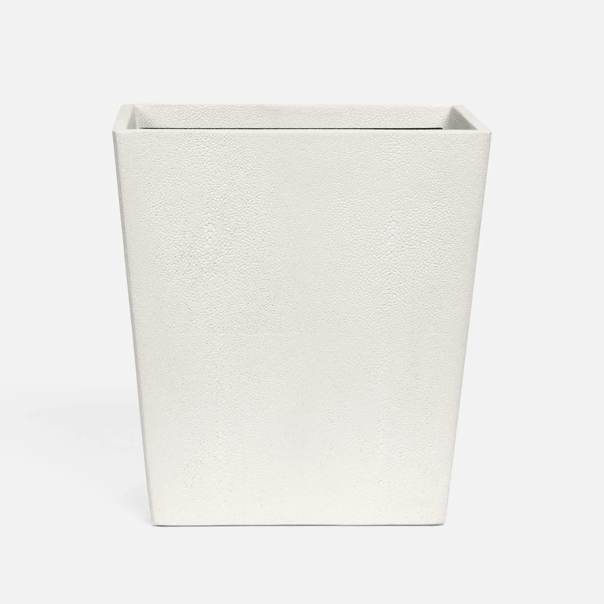 Pigeon and Poodle PP001446 Tenby Wastebasket (Rectangular) in Blanc Realistic Faux Shagreen