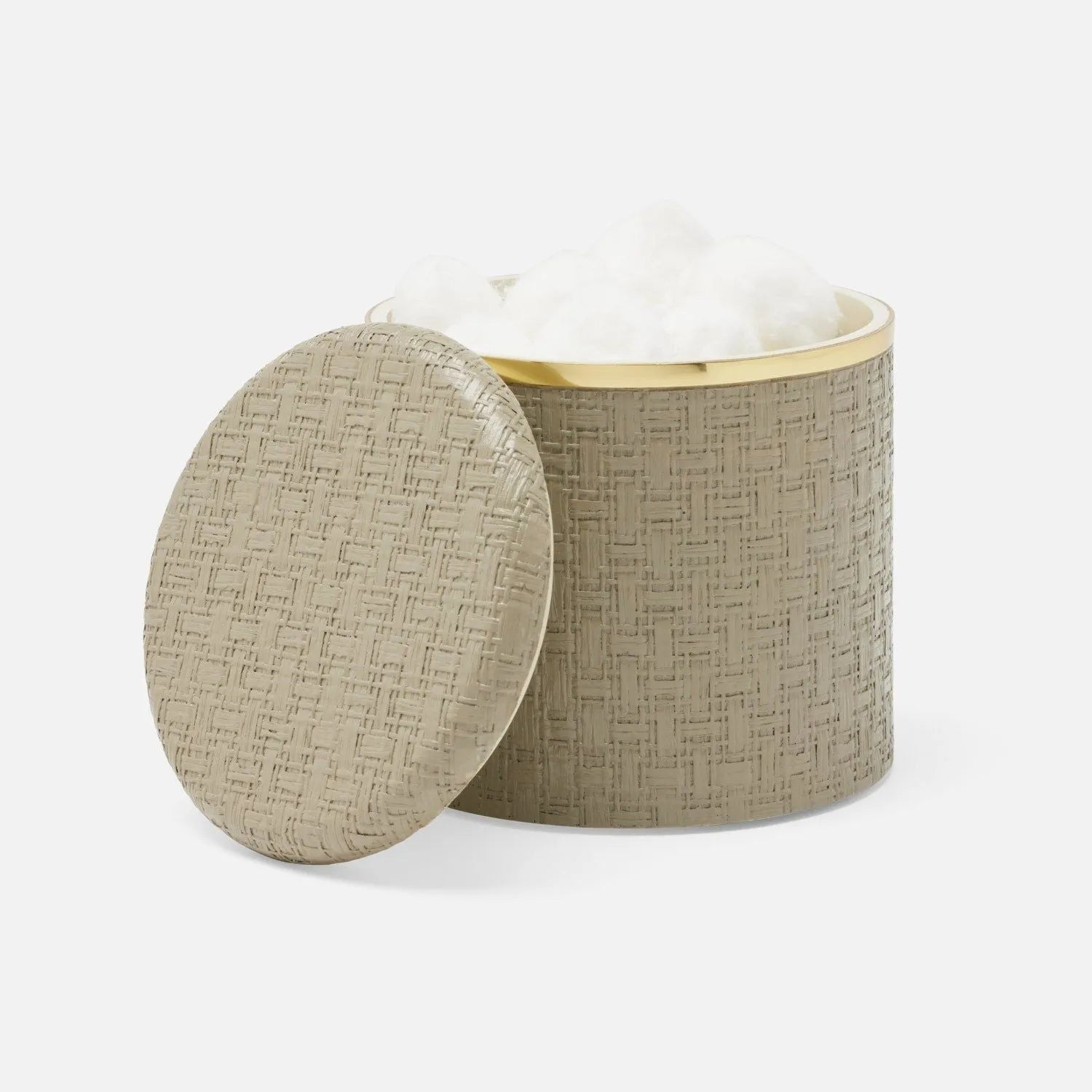 Pigeon and Poodle - PP007112 - Veria Canister - Veria - Desert Taupe Realistic Faux Rattan/Gold Brass
