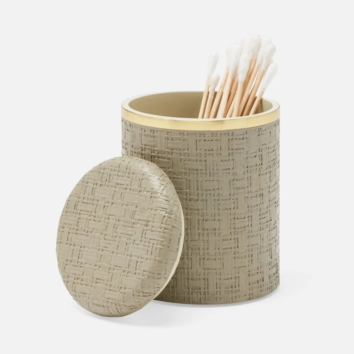 Pigeon and Poodle - PP007112 - Veria Canister - Veria - Desert Taupe Realistic Faux Rattan/Gold Brass