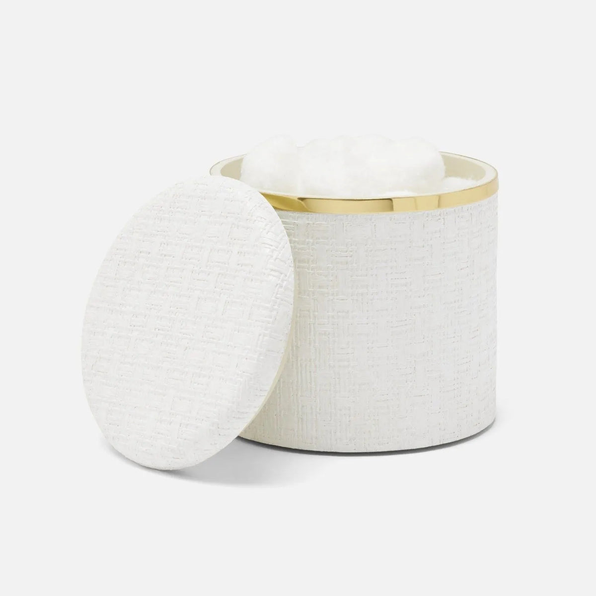 Pigeon and Poodle - PP007101 - Veria Canister - Veria - Shiny White Realistic Faux Rattan/Gold Brass