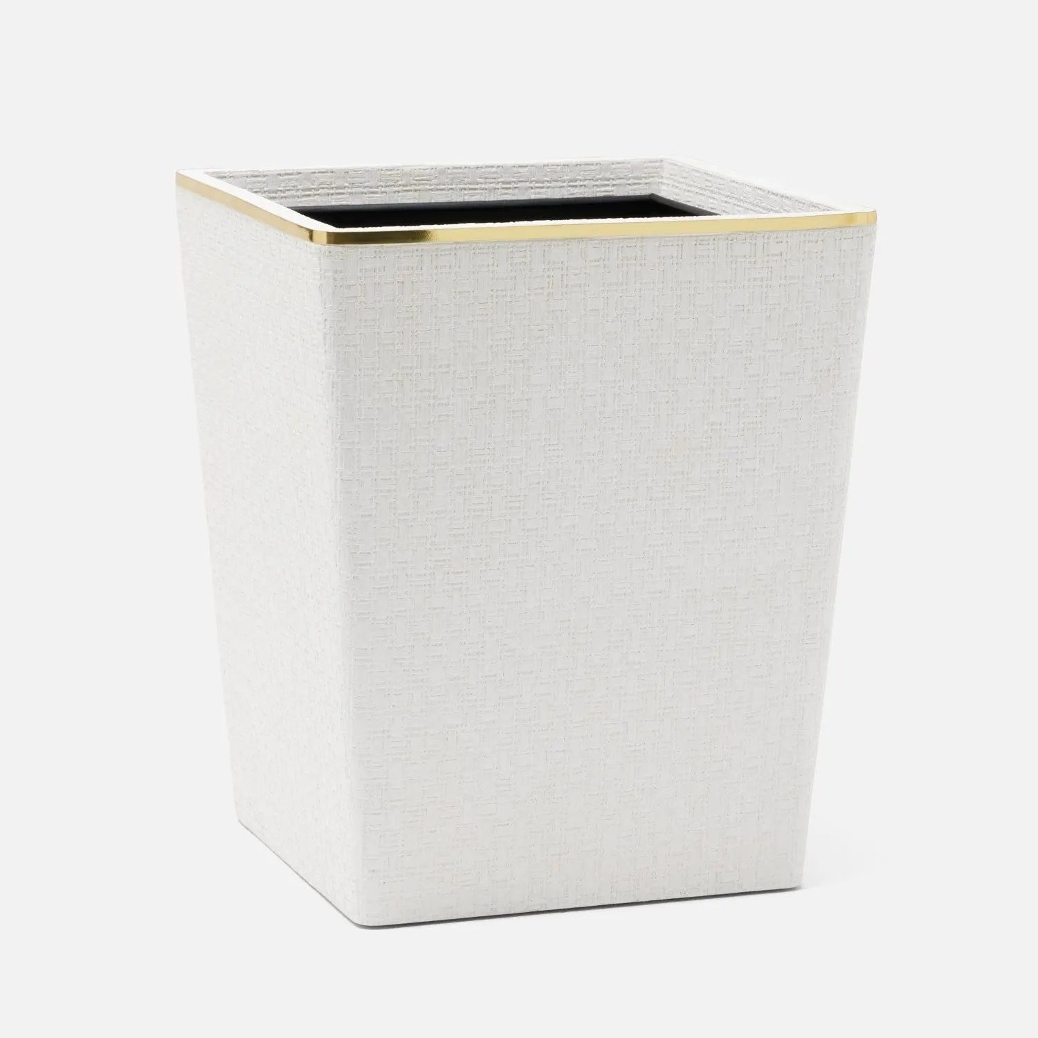Pigeon and Poodle - PP007105 - Veria Wastebasket - Veria - Shiny White Realistic Faux Rattan/Gold Brass