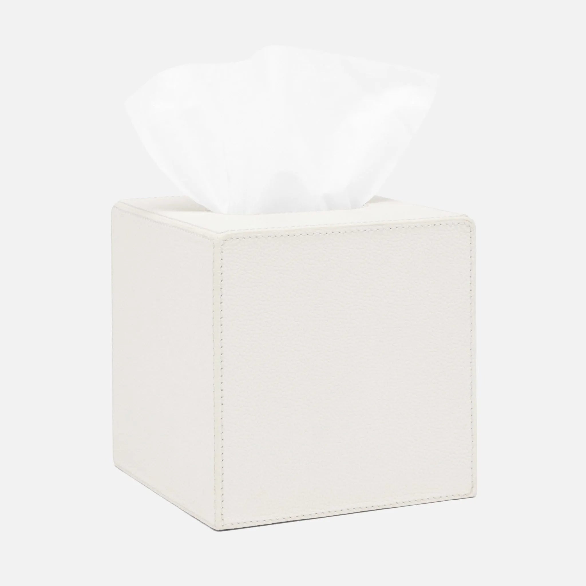 Pigeon and Poodle - PP005706 - Victoria Tissue Box - Victoria - White Full-Grain Leather