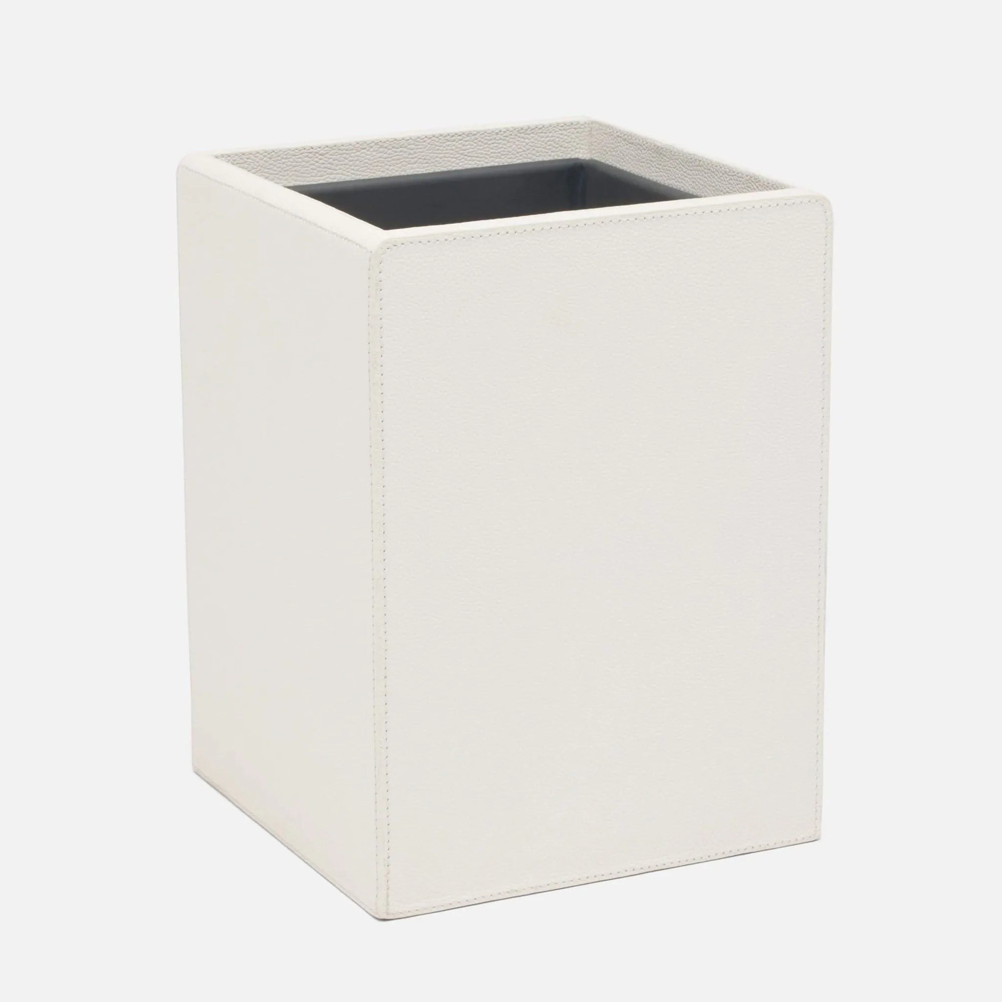 Pigeon and Poodle - PP005710 - Victoria  Wastebasket - Victoria - White Full-Grain Leather
