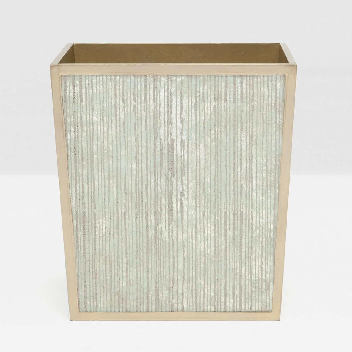 Pigeon and Poodle PP001592 Waterford Wastebasket (Rectangular) in Gray Strips Painted Mirror