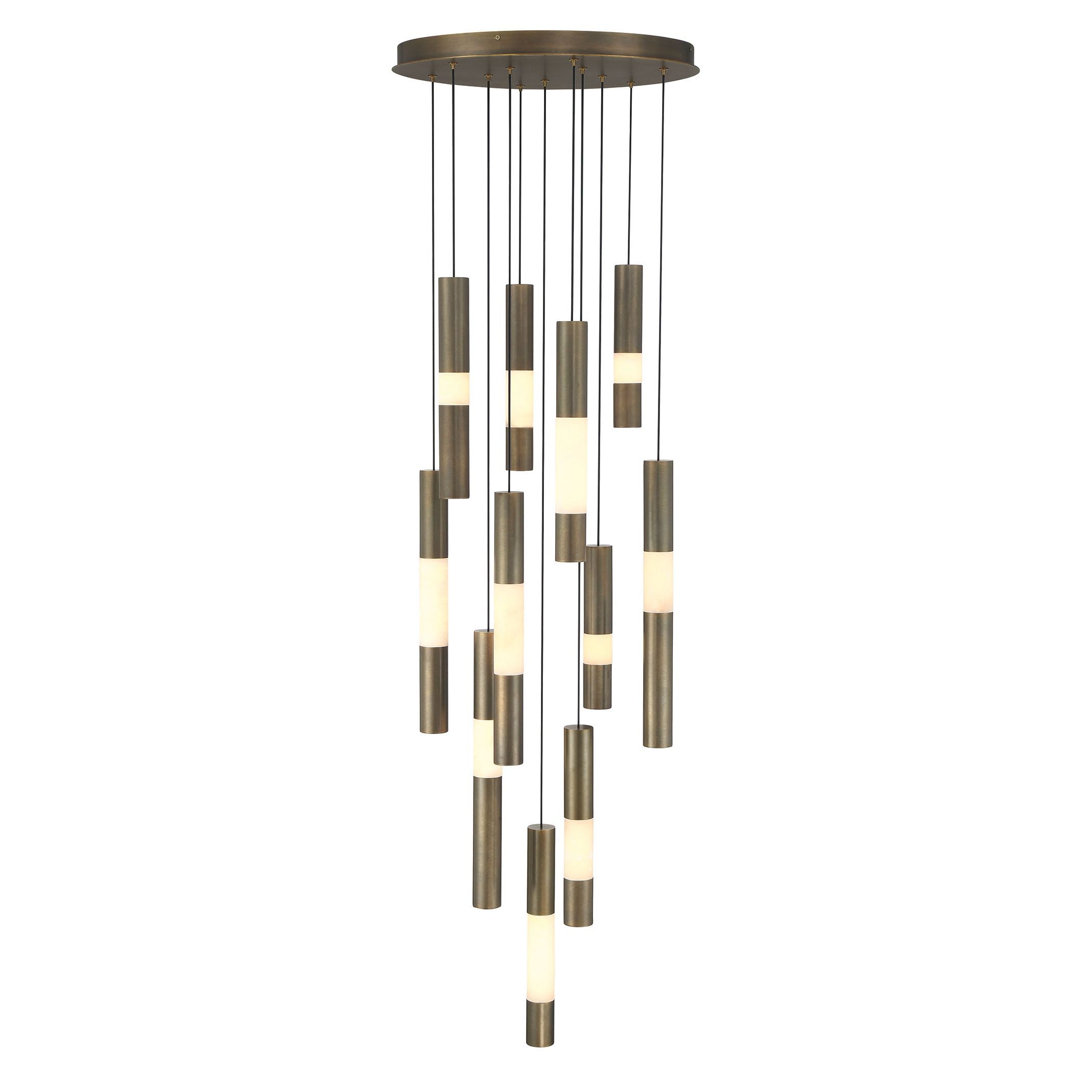 Europhase 50119-011 Ronda LED Suspendu multi-luminaire en laiton vieilli