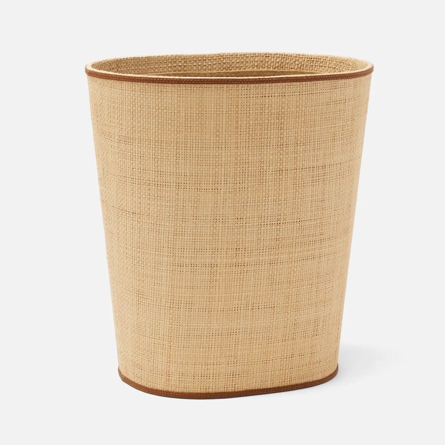 Pigeon and Poodle - PP007284 - Hanford Wastebasket - Hanford - Natural Raffia/Saddle Leather