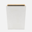 Pigeon and Poodle - PP006614 - Rosewell Wastebasket - Rosewell - Shiny White Realistic Faux Rattan/Sycamore Wood Veneer