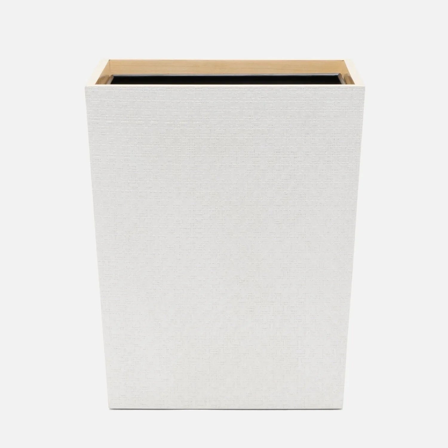 Pigeon and Poodle - PP006614 - Rosewell Wastebasket - Rosewell - Shiny White Realistic Faux Rattan/Sycamore Wood Veneer