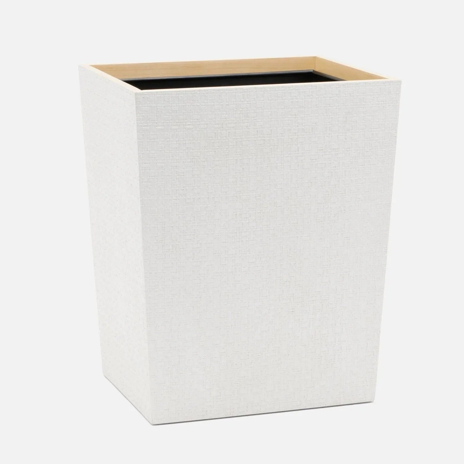 Pigeon and Poodle - PP006492 - Rosewell Wastebasket - Rosewell - Shiny White Realistic Faux Rattan/Sycamore Wood Veneer