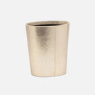 Pigeon and Poodle PP004635 Viana Oval Wastebasket in Gold Foil Full-Grain Leather