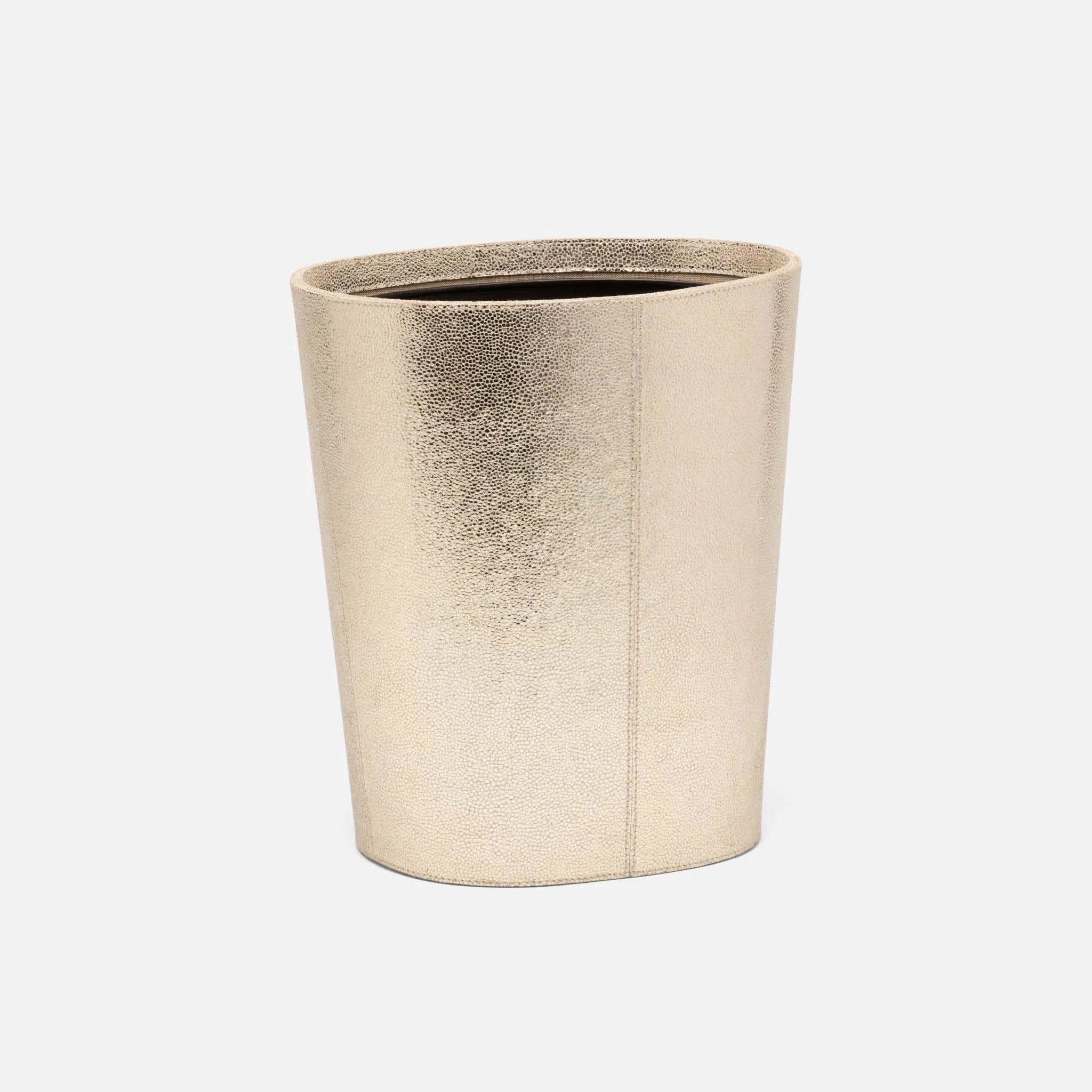 Pigeon and Poodle PP004635 Viana Oval Wastebasket in Gold Foil Full-Grain Leather