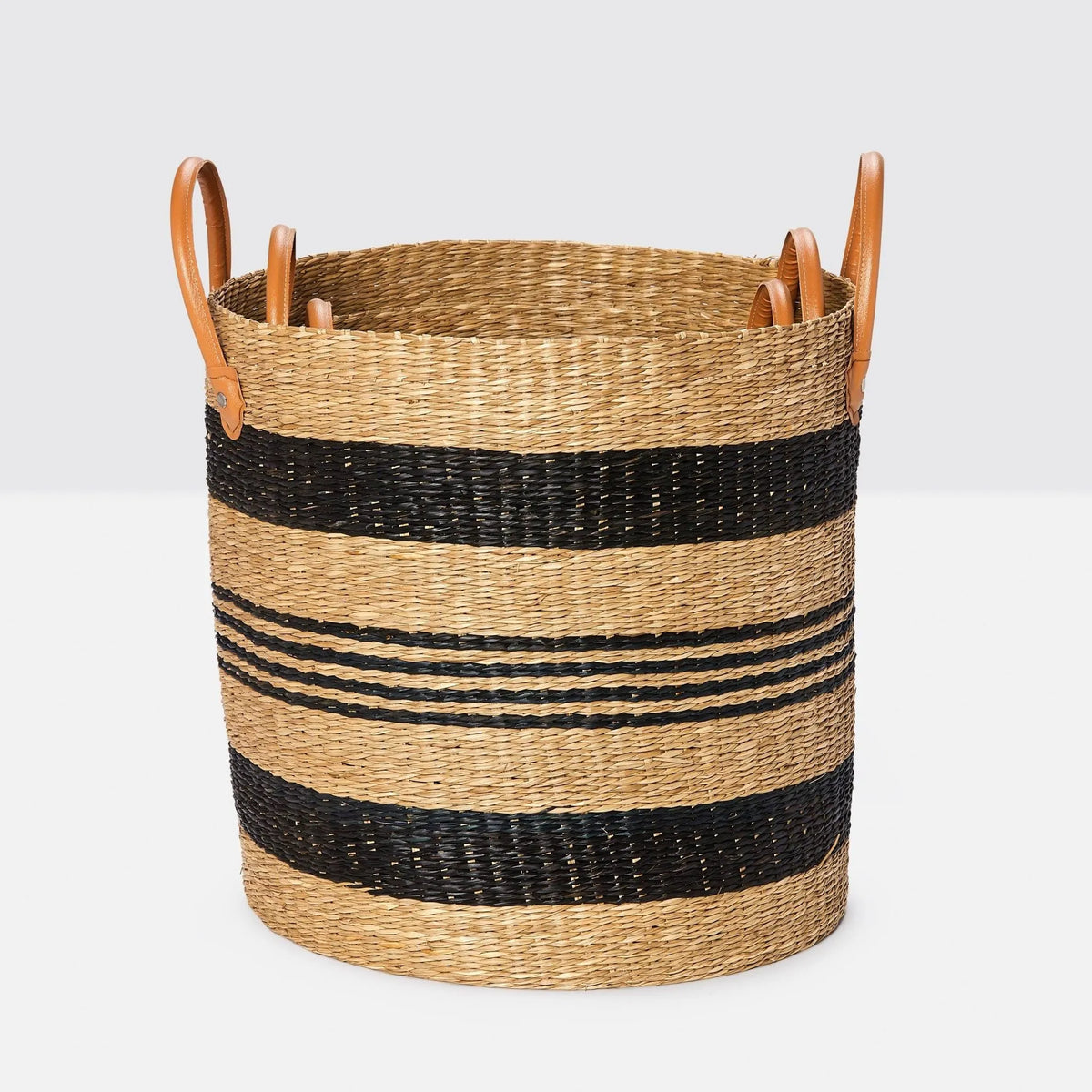 Pigeon and Poodle - PP002400 - Hudson Basket Set - Hudson - Black/Natural Seagrass