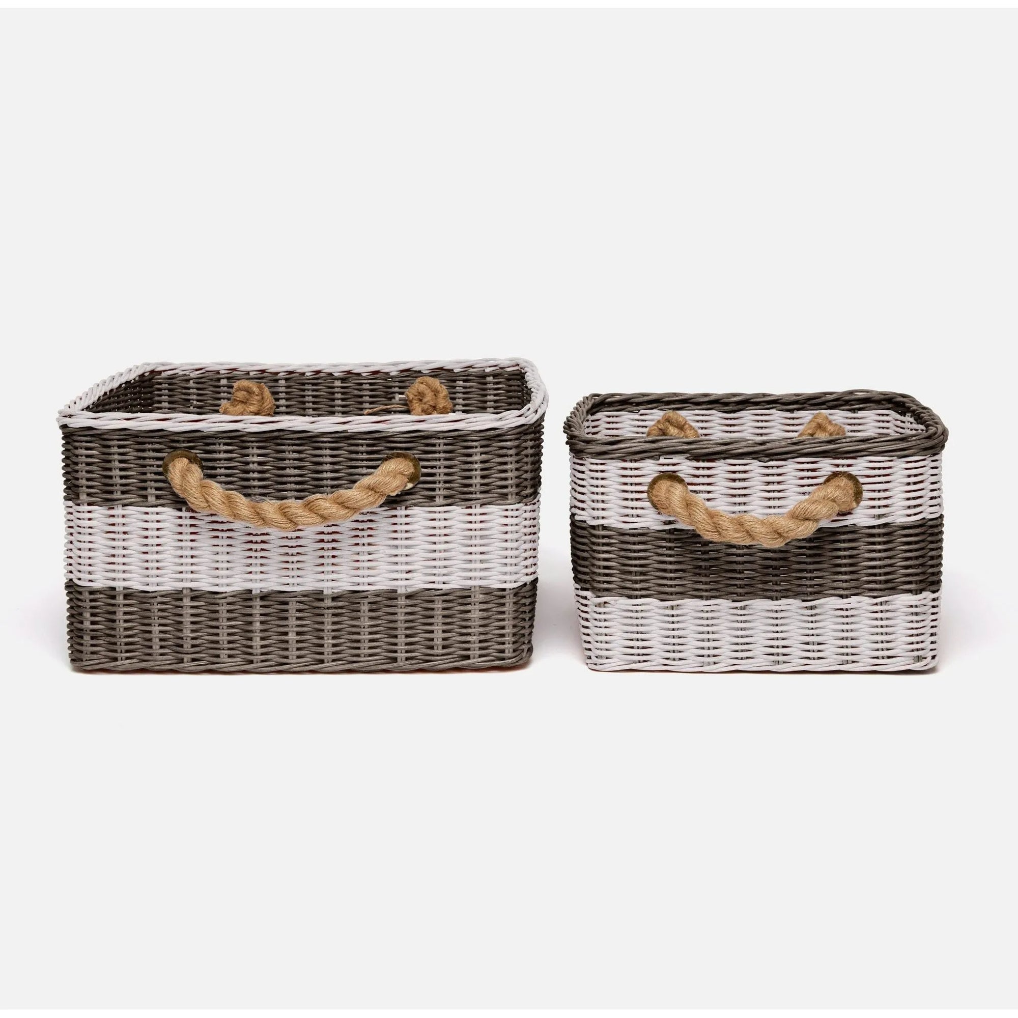 Pigeon and Poodle - PP002441 - Nantucket Basket Set - Nantucket - Natural/White Wicker