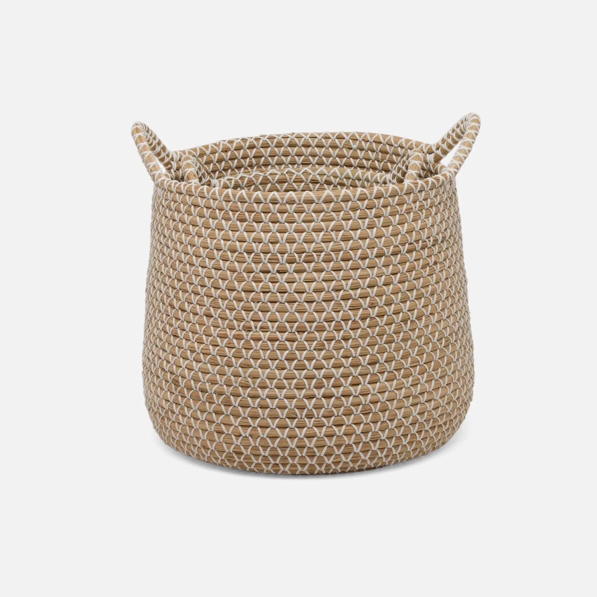 Pigeon and Poodle - PP005687 - Kendari Round Basket - Kendari - White/Natural Seagrass