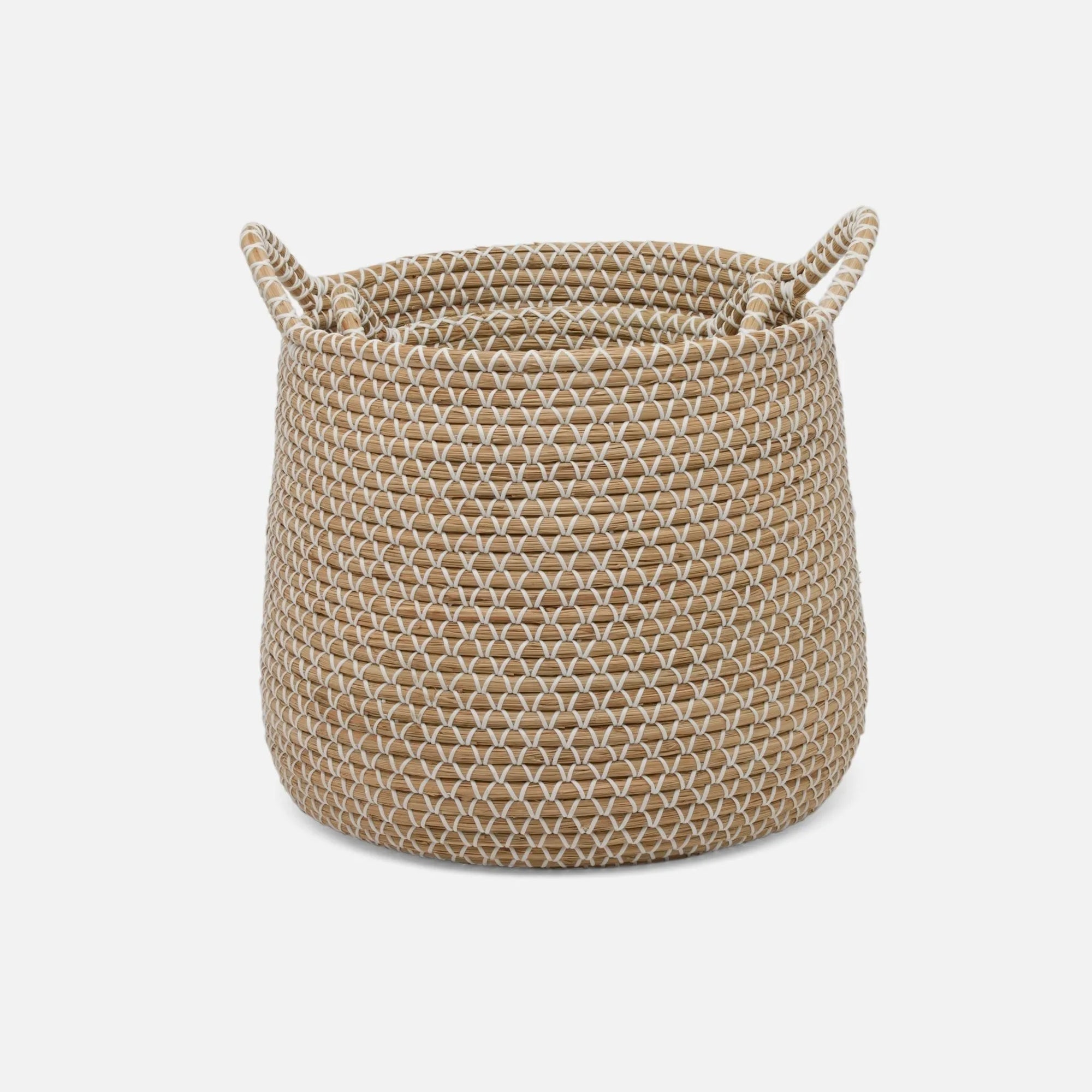 Pigeon and Poodle - PP005687 - Kendari Round Basket - Kendari - White/Natural Seagrass