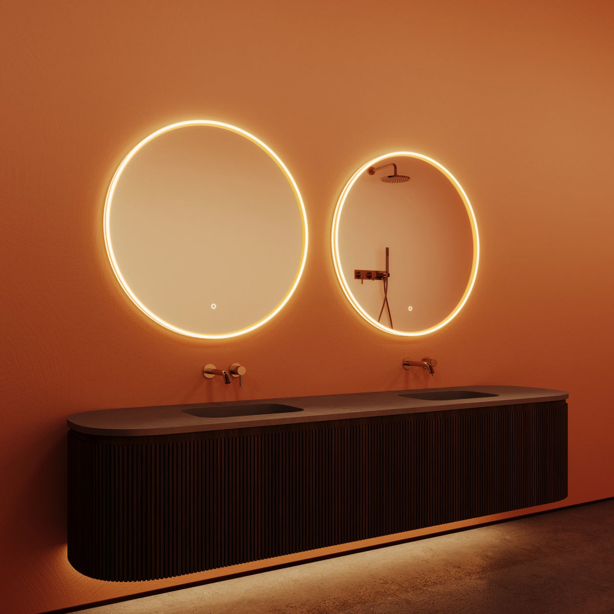 Paris Mirror ORVER4040CCT-TS-GLD Orvella Round LED Mirror in Gold