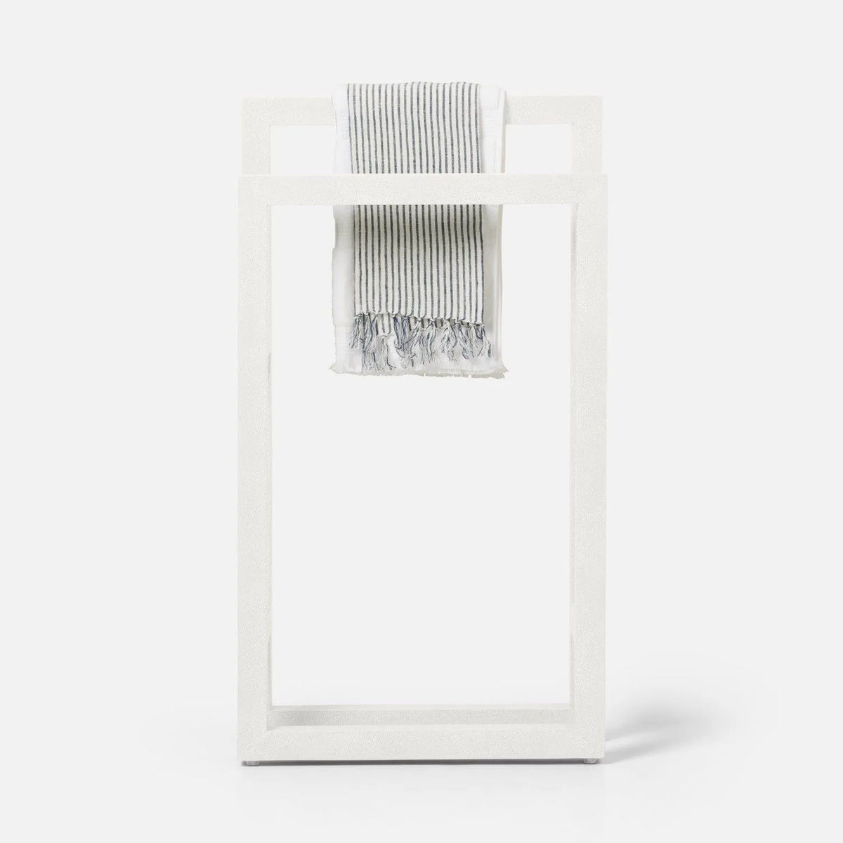 Pigeon and Poodle - PP007292 - Ramsey Freestanding Towel Rack - Ramsey - Bright White Realistic Faux Shagreen