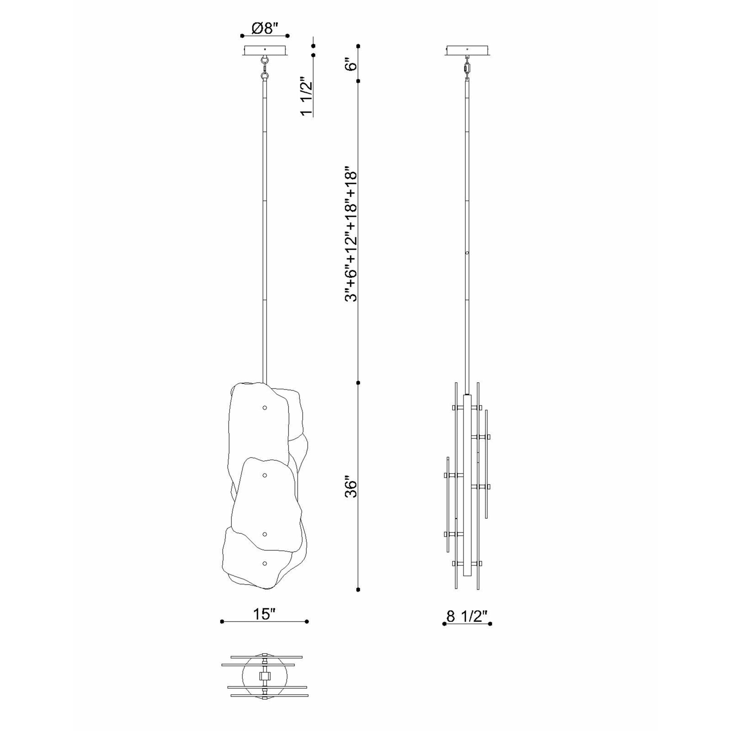 Europhase 50463-015 Grotto LED Suspension en nickel poli