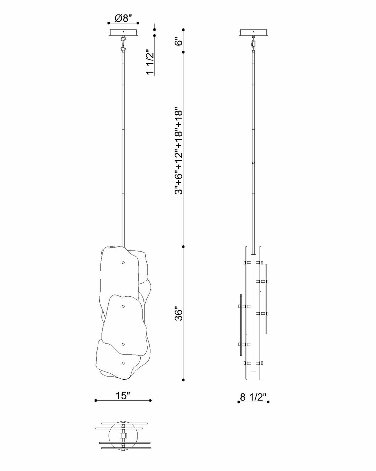 Europhase 50463-015 Grotto LED Suspension en nickel poli