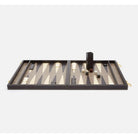 Pigeon and Poodle - PP002775 - Grantham Backgammon Game Set - Grantham - Gray Hair-On-Hide/Charcoal Full-Grain Leather