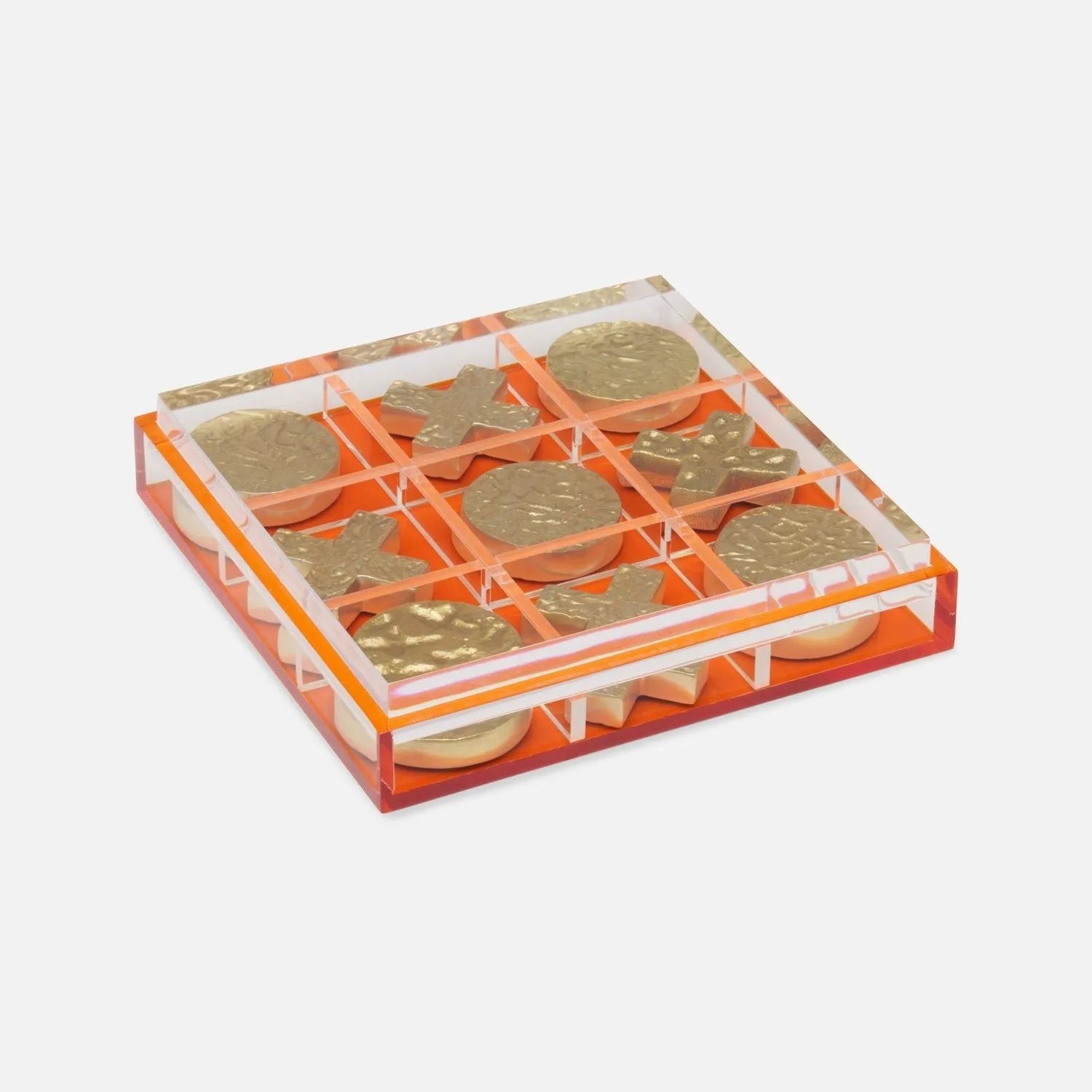 Pigeon and Poodle - PP006104 - Alzey Tic Tac Toe - Alzey - Clear/Tangerine Acrylic