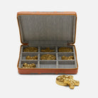 Pigeon and Poodle - PP004671 - Marlow Tic Tac Toe Set - Marlow - Light Blue Cotton Jute/Aged Camel Full-Grain Leather