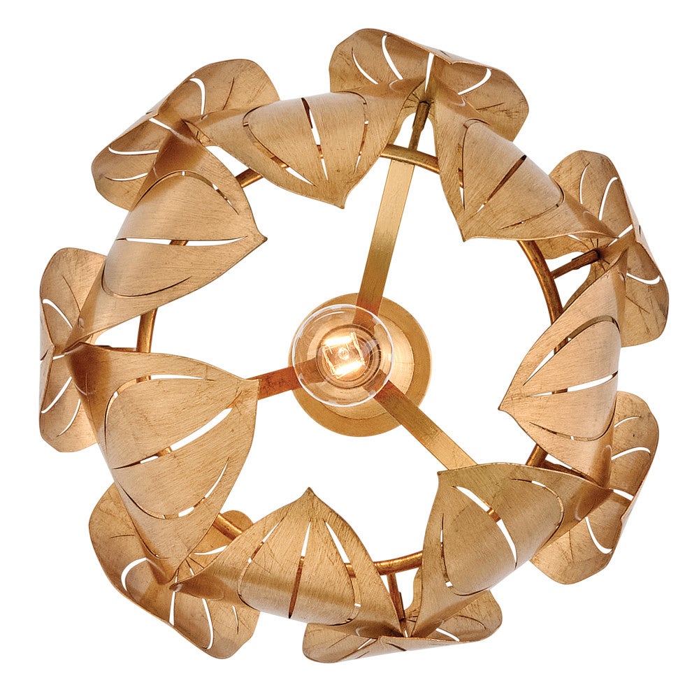Fredrick Ramond FR47167DA Camille Botanical Semi-Flush in Distressed Brass