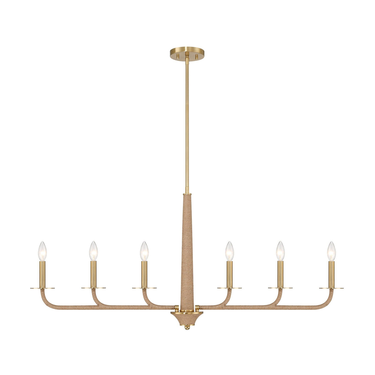 Savoy House 1-1827-6-320 Cannon Linear Chandelier in Warm Brass and Rope