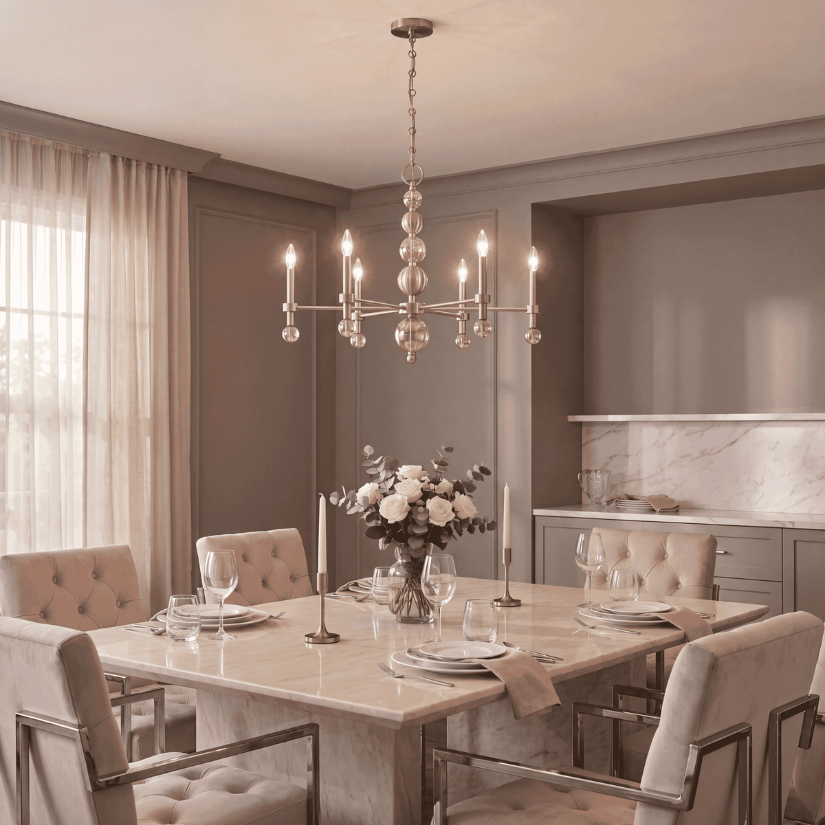 Savoy House 1-2511-6-127 Crescent Chandelier in Noble Brass