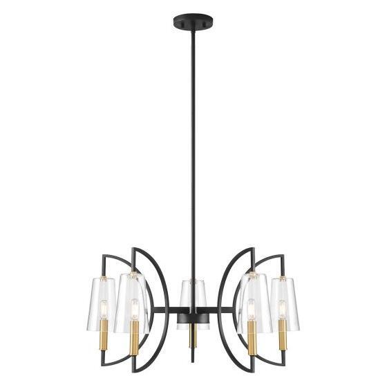 Savoy House - 1-7169-5-143 - Five Light Chandelier - Hanley - Matte Black and Warm Brass